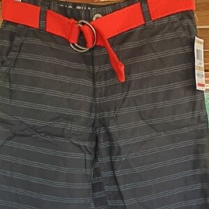 Epic Threads Black Striped Shorts with Red Belt